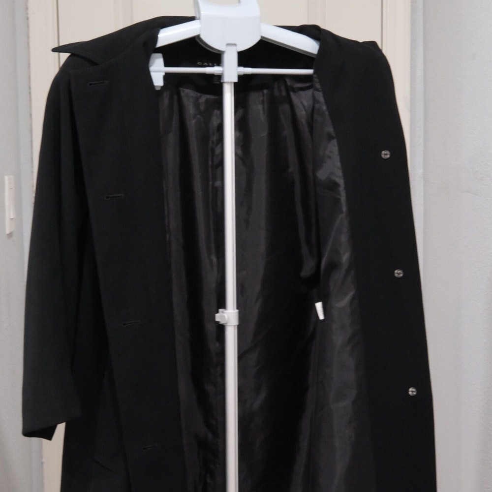 Gallery Womens Long Sleeve Button Black Trench Coat Jacket Size 10P Polyester - Picture 2 of 11